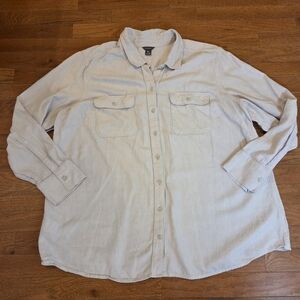 Eddie Bauer Womens Casual Light Tan Button Down Shirt Cotton Blend